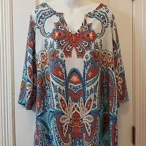 Gibson Latimer 3/4 Sleeve print tunic